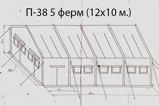 Палатка армейская П-38 (ангар, 5 ферм)