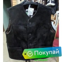 Жилет меховой дубленый черного цвета Люкс